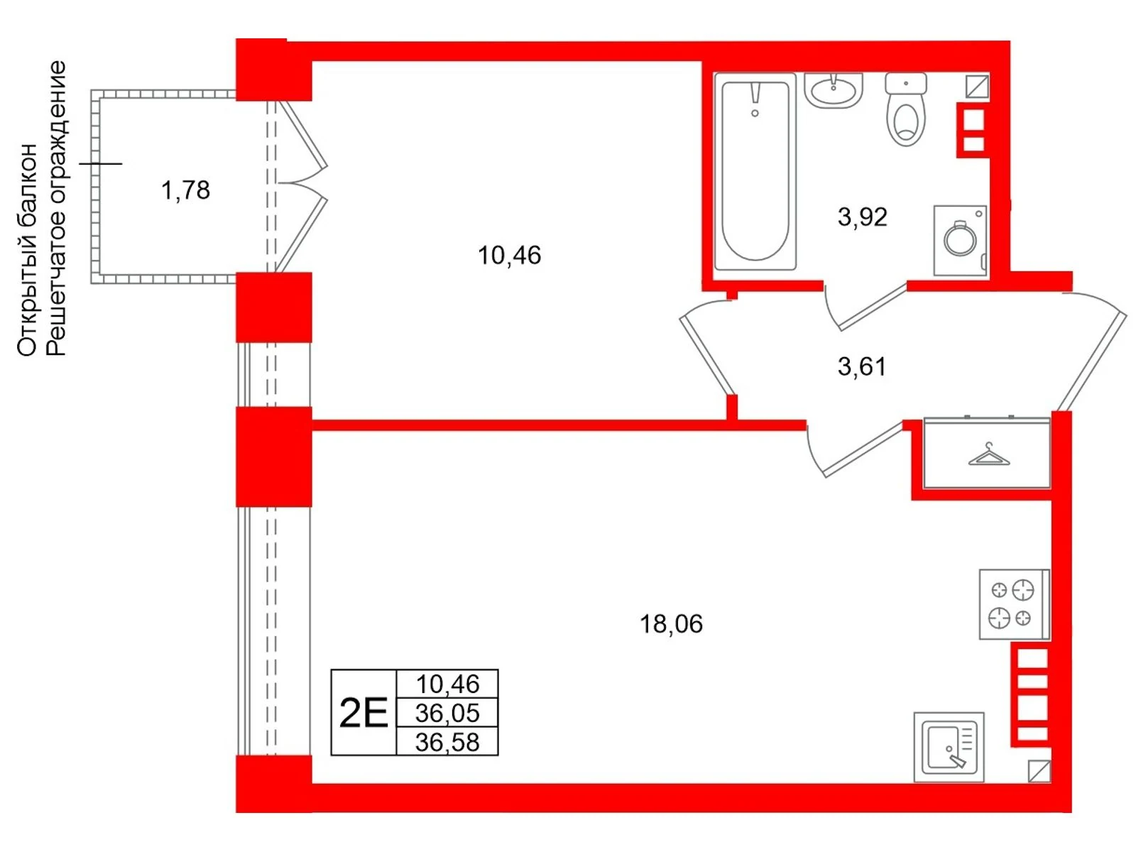 Планировка 2-комнатная 36 м² в жилом комплексе «Аристократ» — Жилой комплекс «Аристократ»