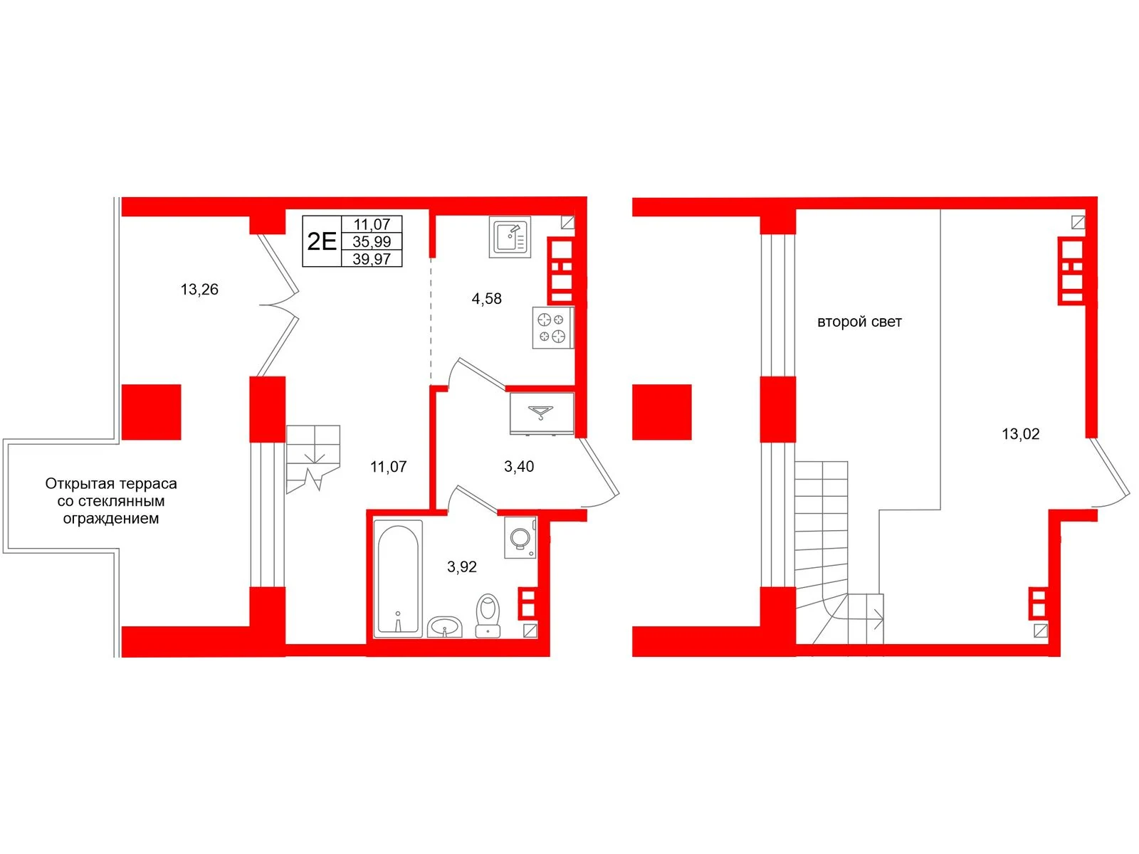 Планировка 2-комнатная 36 м² в жилом комплексе «Аристократ» — Жилой комплекс «Аристократ»