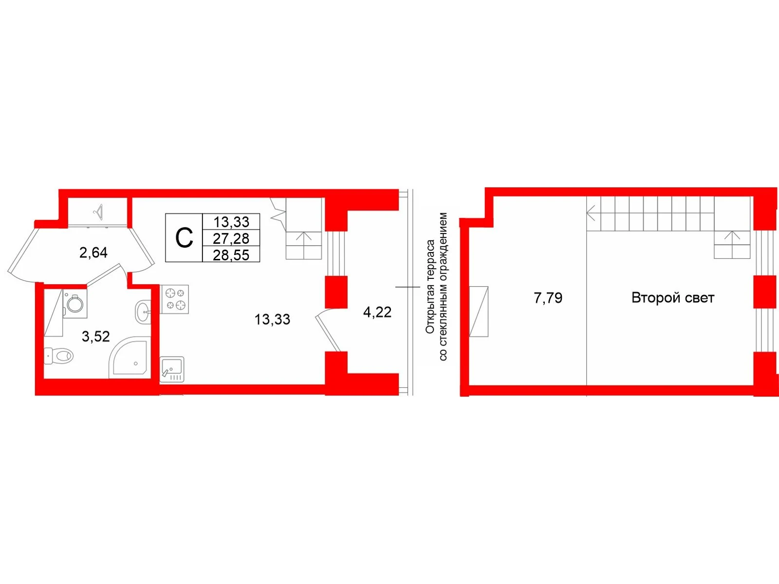 Планировка студия 27,3 м² в жилом комплексе «Аристократ» — Жилой комплекс «Аристократ»